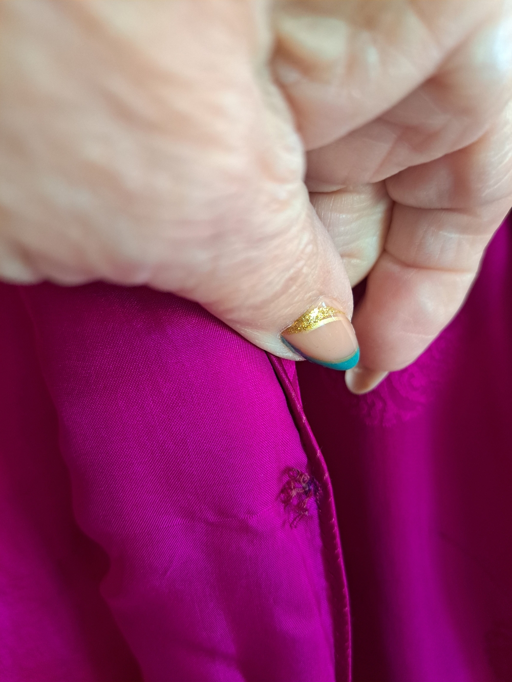 Vintage Fuchsia Mandarin Collar Jacket - Double Horse See Description Silk - Picture 5 of 9